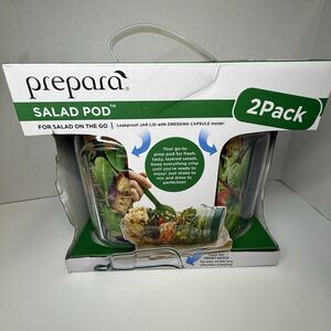 Prepara Portable Plastic Salad Pod Container 2 Pack New